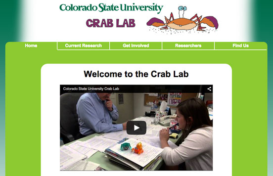 In spring 2014 I designed, developed, and provided content for the Colorado State University Crab Lab Website